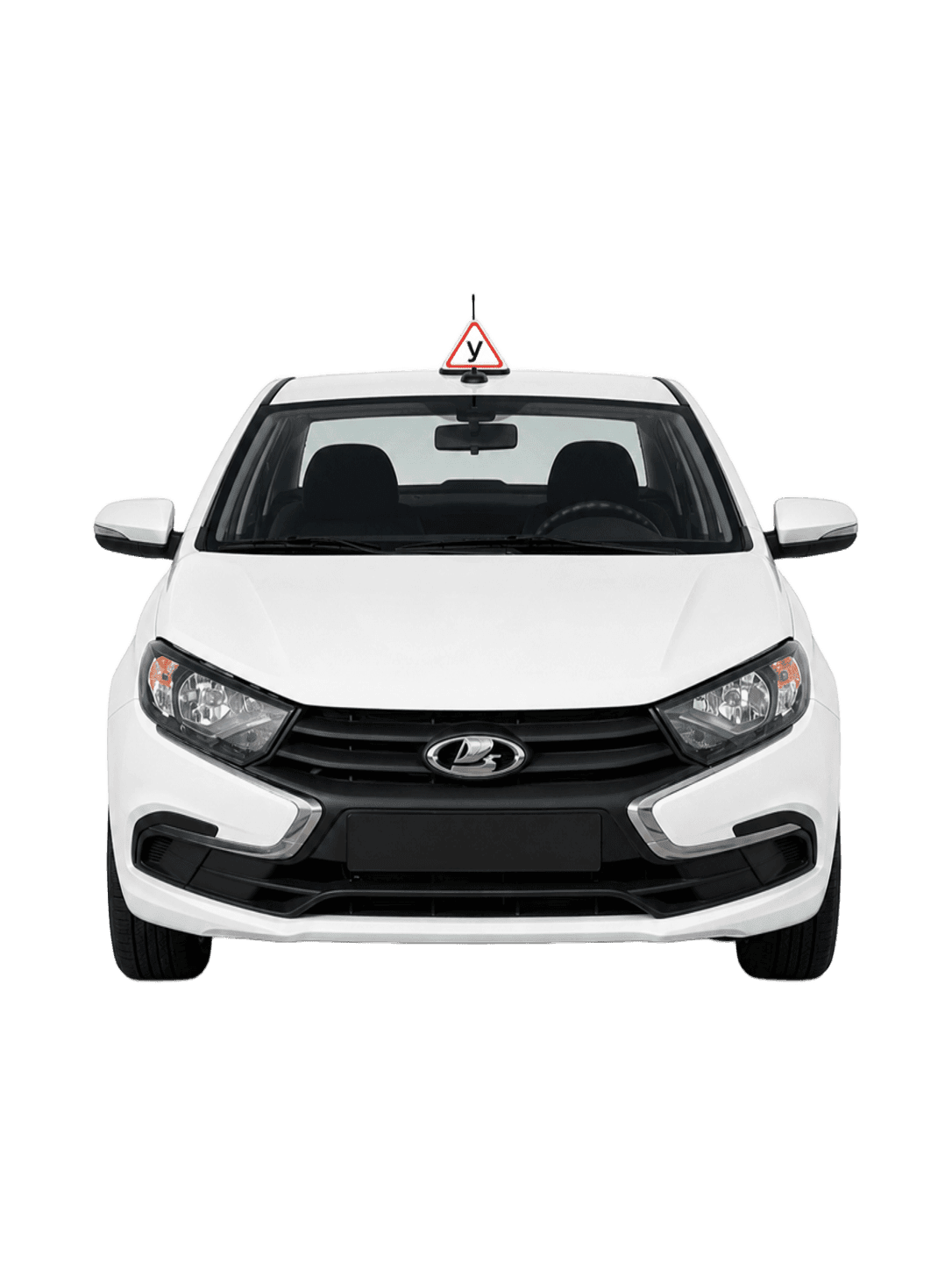 Белый учебный автомобиль Lada Granta инструктора Анастасии